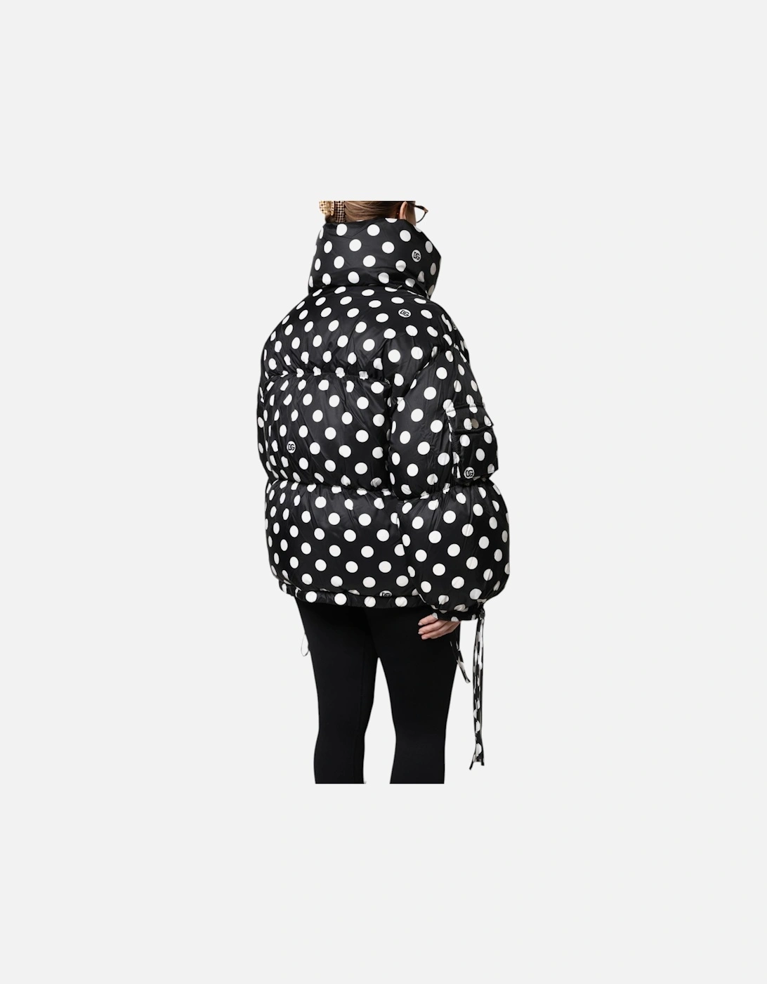 Full Zip Polka Dot Puffer Jacket Women - Black And White Jackets