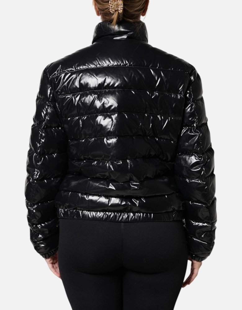 Full Zip Puffer Jacket with Logo Details Women - Black Jackets