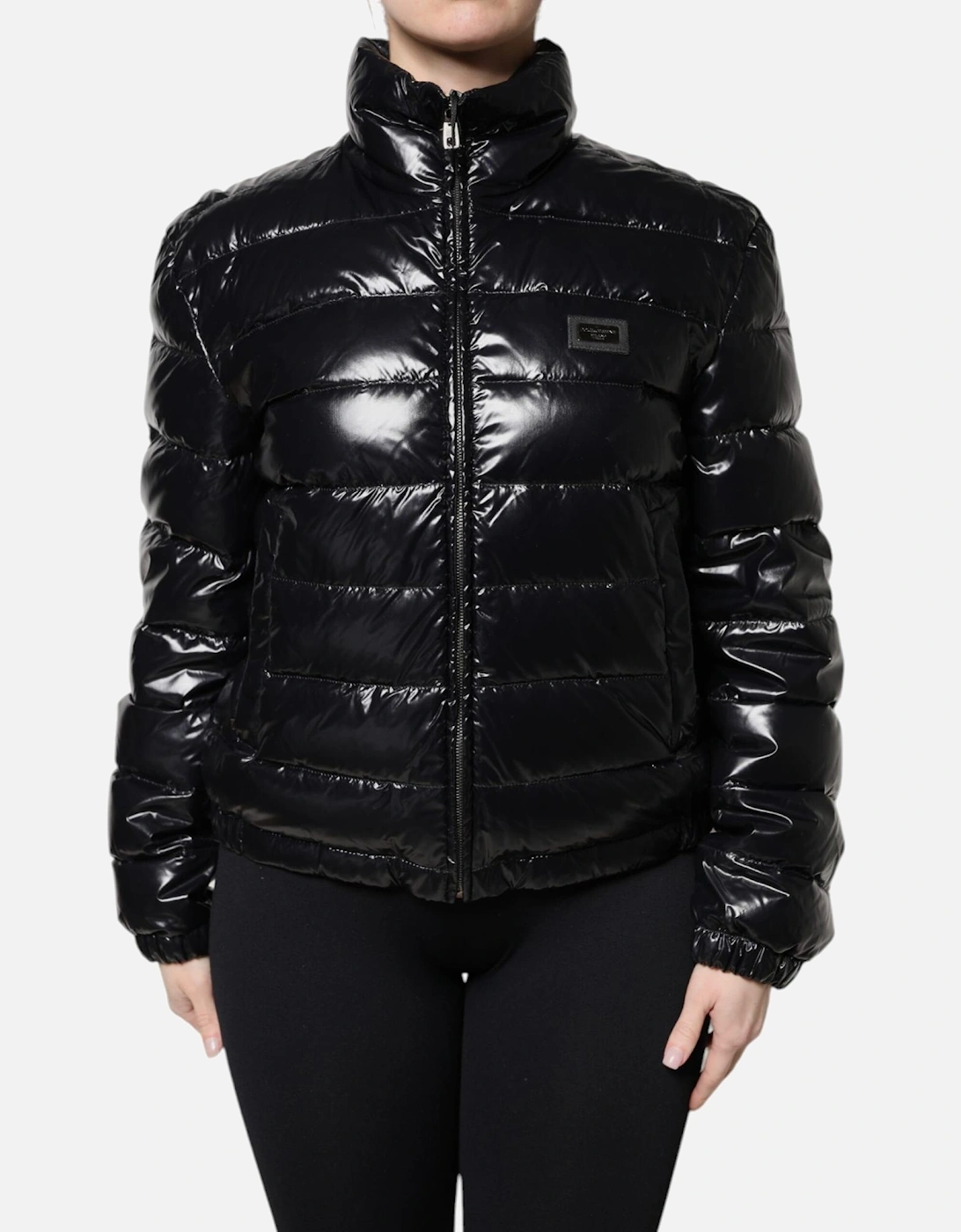 Full Zip Puffer Jacket with Logo Details Women - Black Jackets, 6 of 5