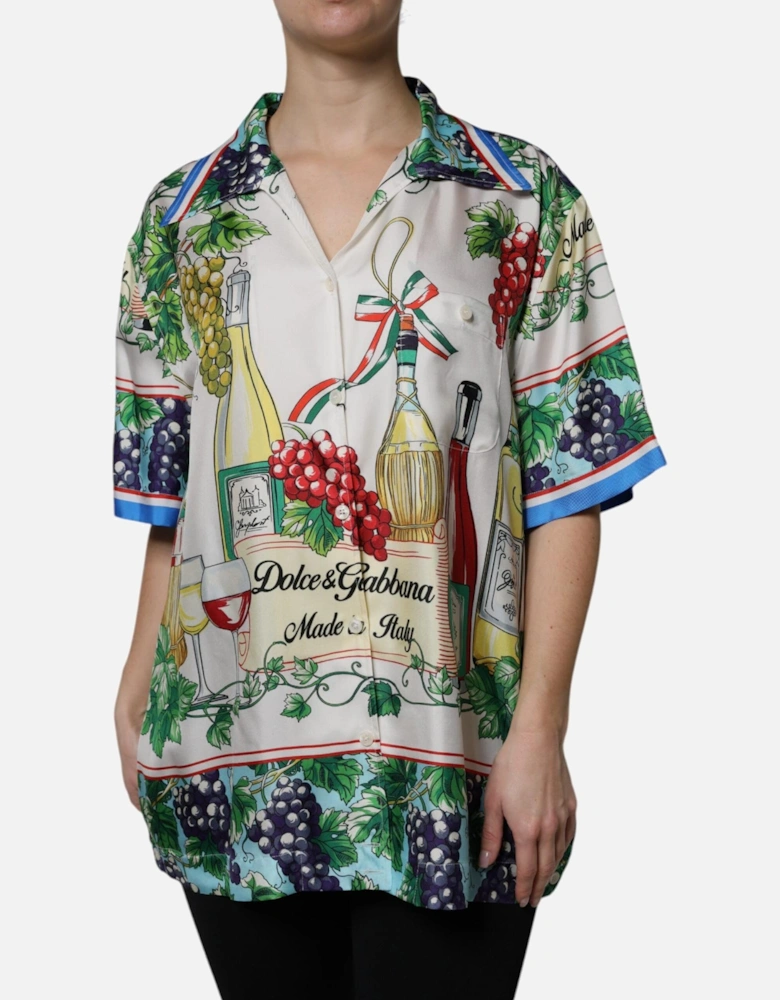 Silk Shirt with Italian Culinary Print Women - Multicolor T-Shirts