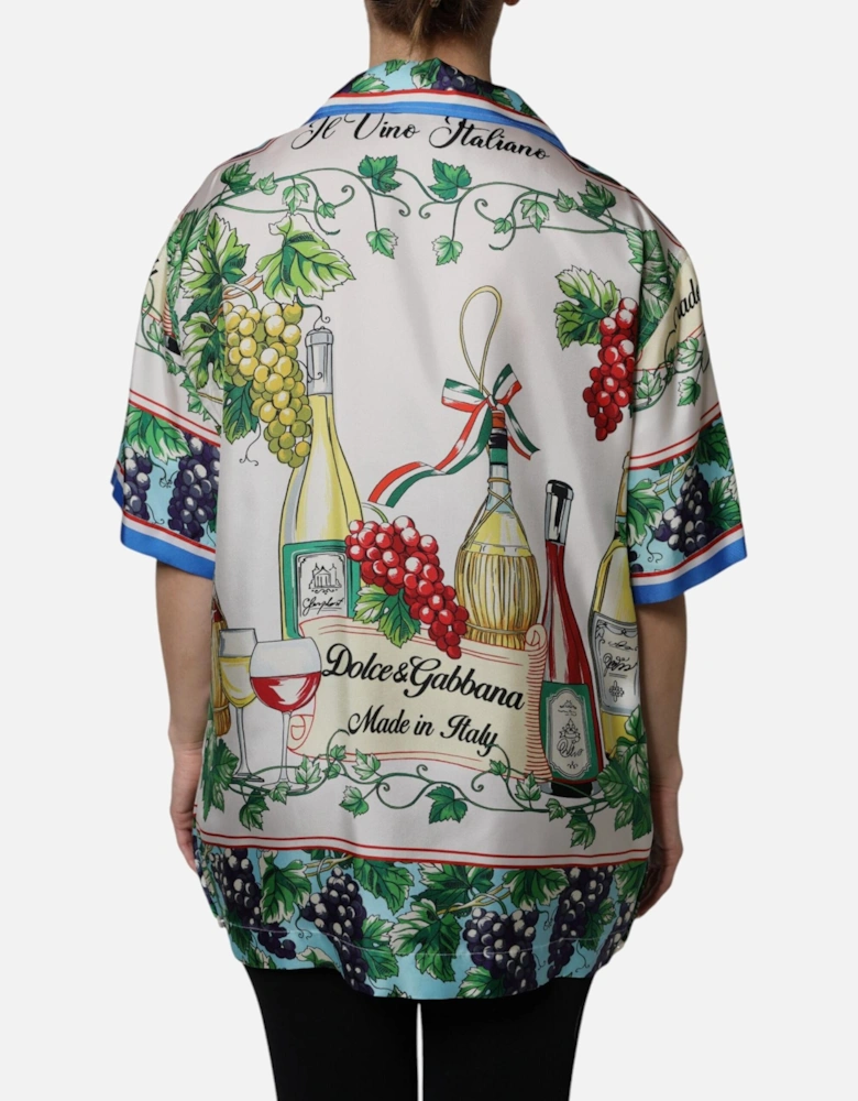 Silk Shirt with Italian Culinary Print Women - Multicolor T-Shirts