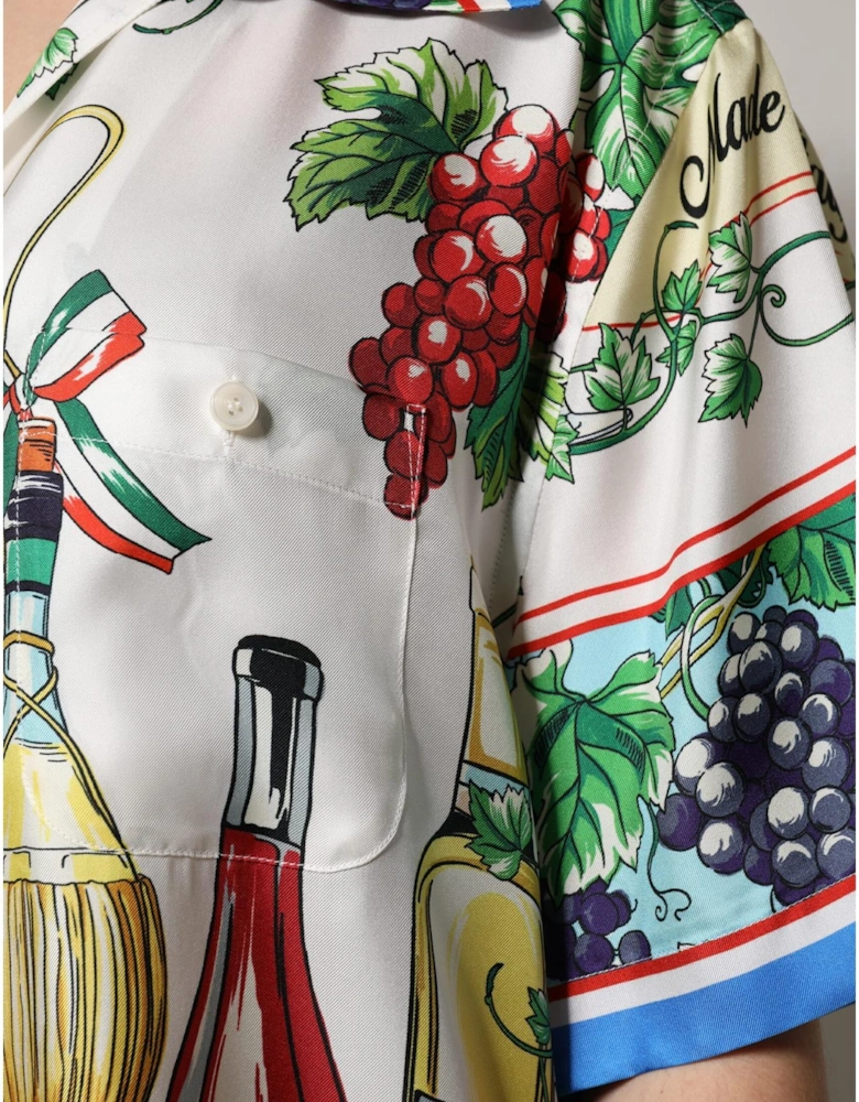 Silk Shirt with Italian Culinary Print Women - Multicolor T-Shirts
