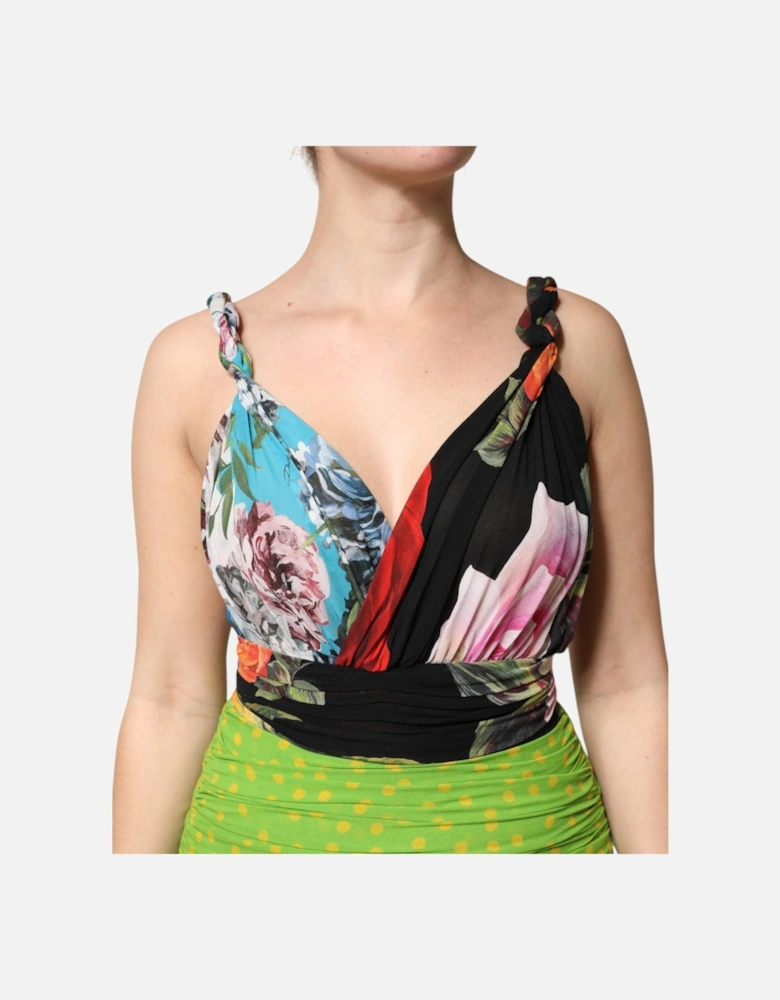 Patchwork Fitted Mini Dress with Open Back Women - Multicolor Dresses