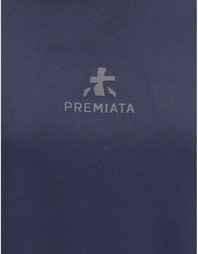 Cotton T-Shirt with Contrasting Monogram Women - Blue