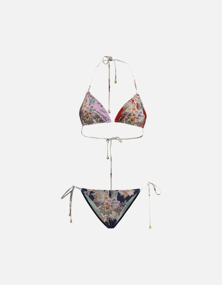 Triangle Top Swimsuit with Paisley Pattern Women - Multicolor Swimwear