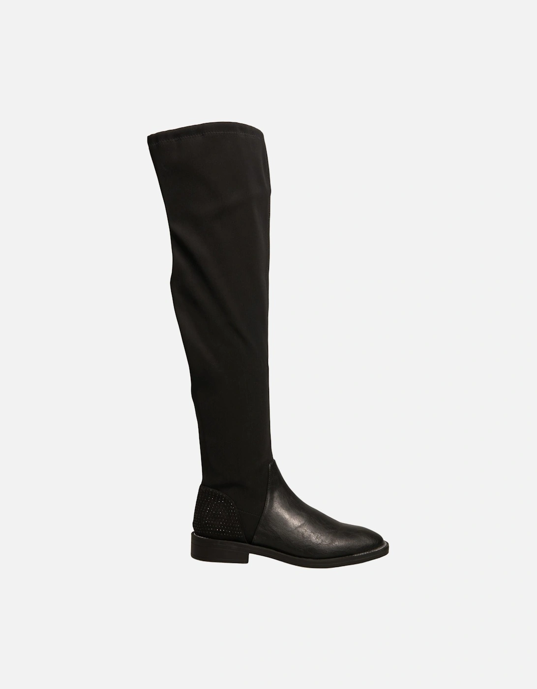 Leather Knee-High Boots with Rounded Toe Women - Black, 6 of 5
