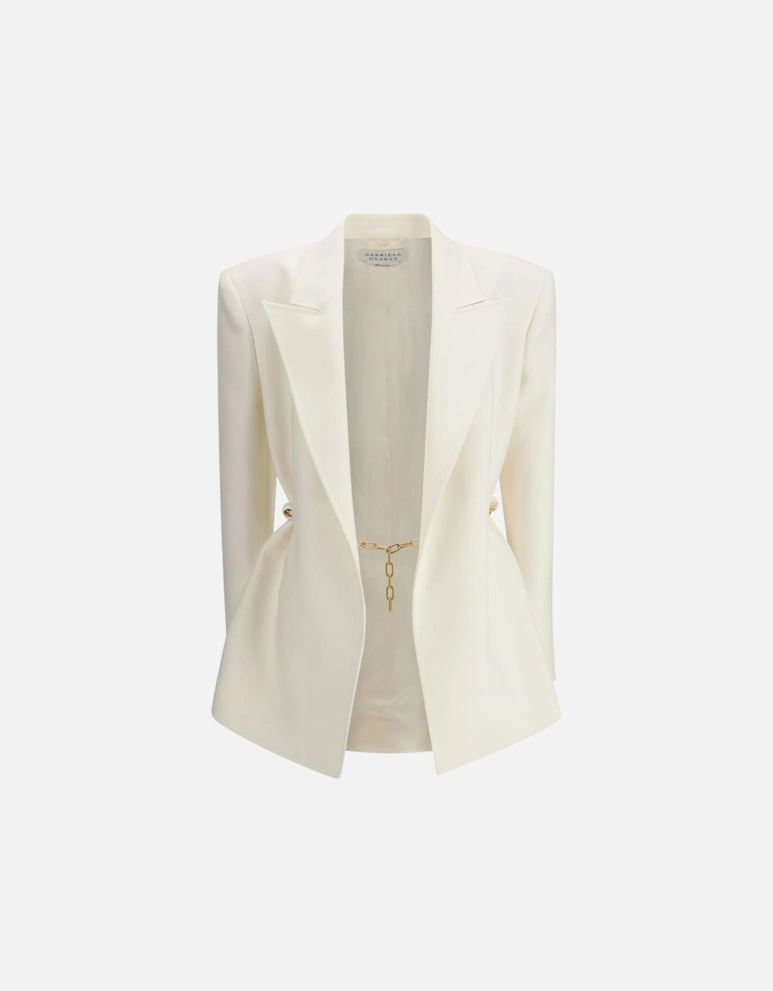 ChainDetailed Relaxed Wool Blazer Women - Cream Suits, 6 of 5