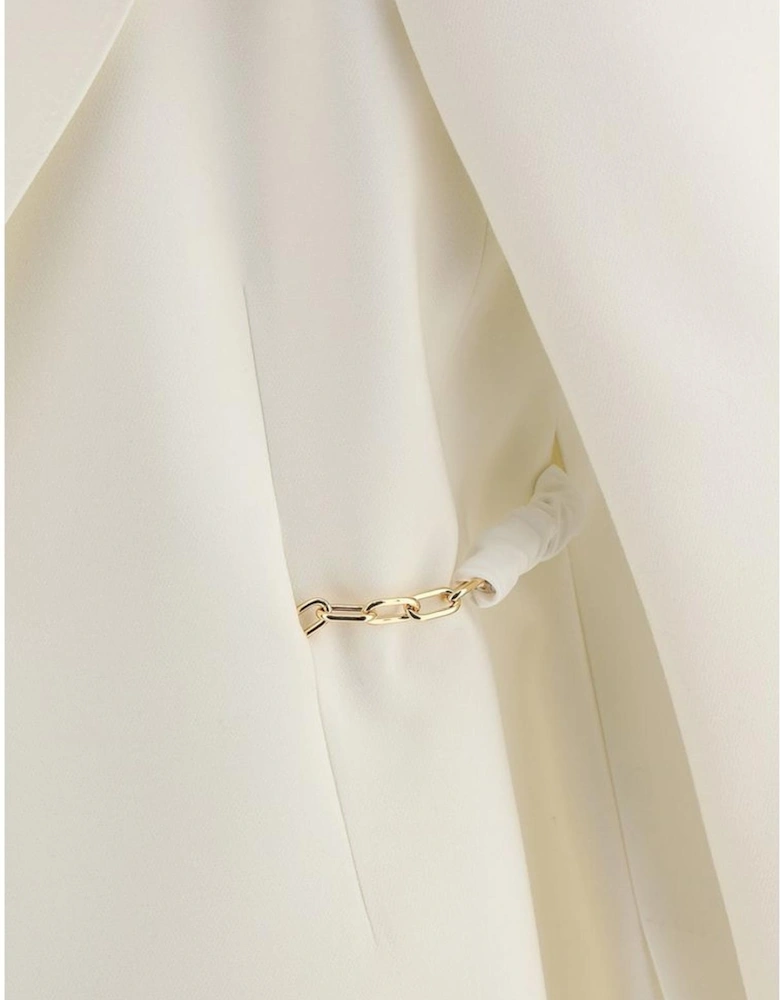 ChainDetailed Relaxed Wool Blazer Women - Cream Suits