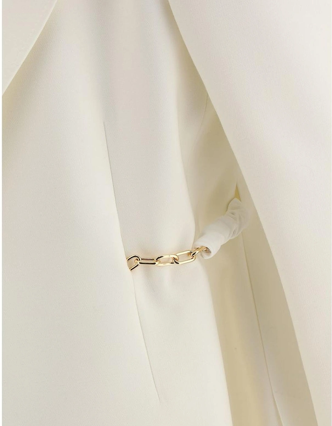 ChainDetailed Relaxed Wool Blazer Women - Cream Suits