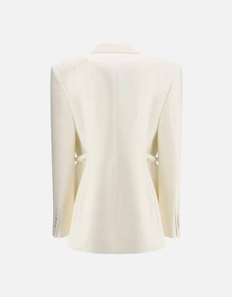 ChainDetailed Relaxed Wool Blazer Women - Cream Suits