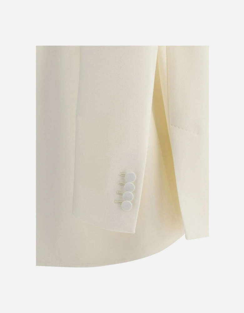 ChainDetailed Relaxed Wool Blazer Women - Cream Suits