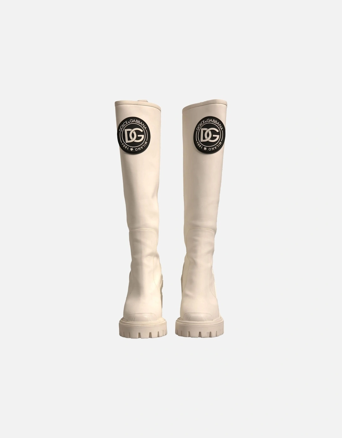 Synthetic Leather and Rubber Biker Hi Trekking Boots Women - White
