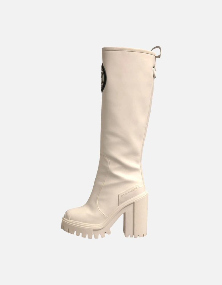 Synthetic Leather and Rubber Biker Hi Trekking Boots Women - White