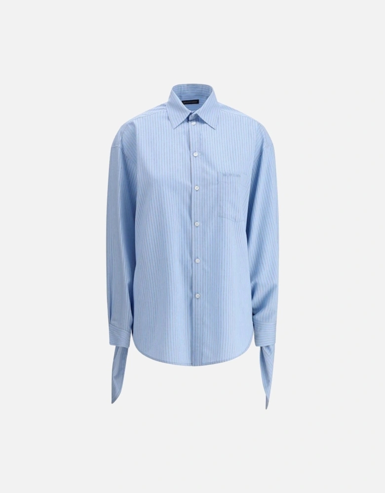 Striped Shirt with Logo Embroidery and Buttoned Cuffs Women - Light