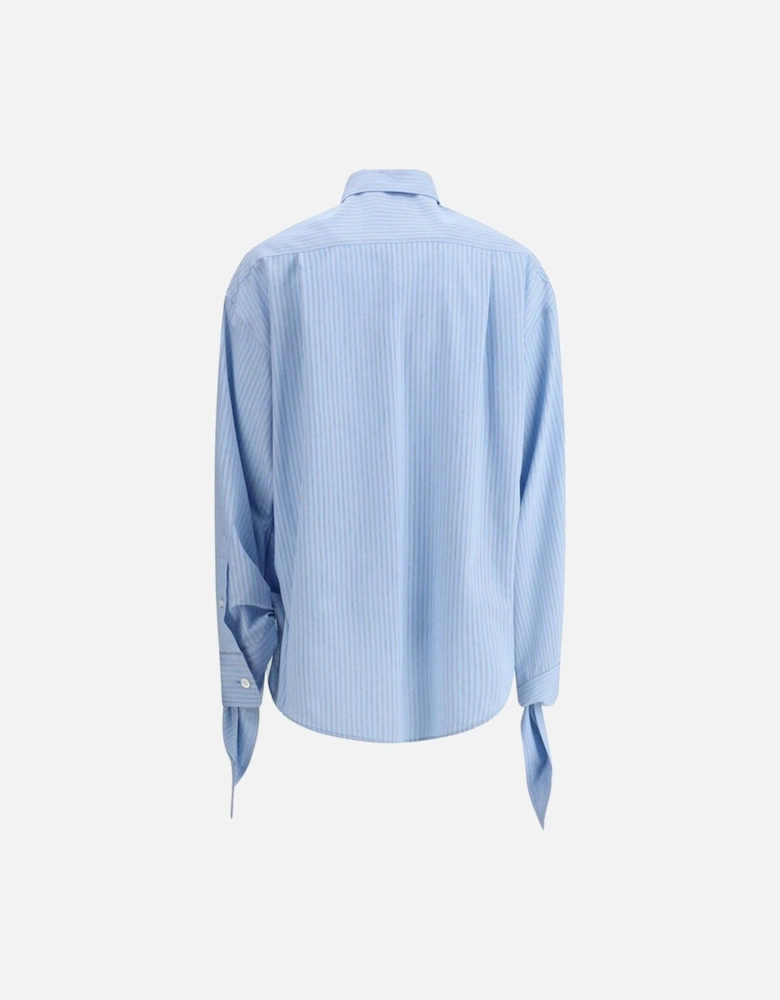 Striped Shirt with Logo Embroidery and Buttoned Cuffs Women - Light