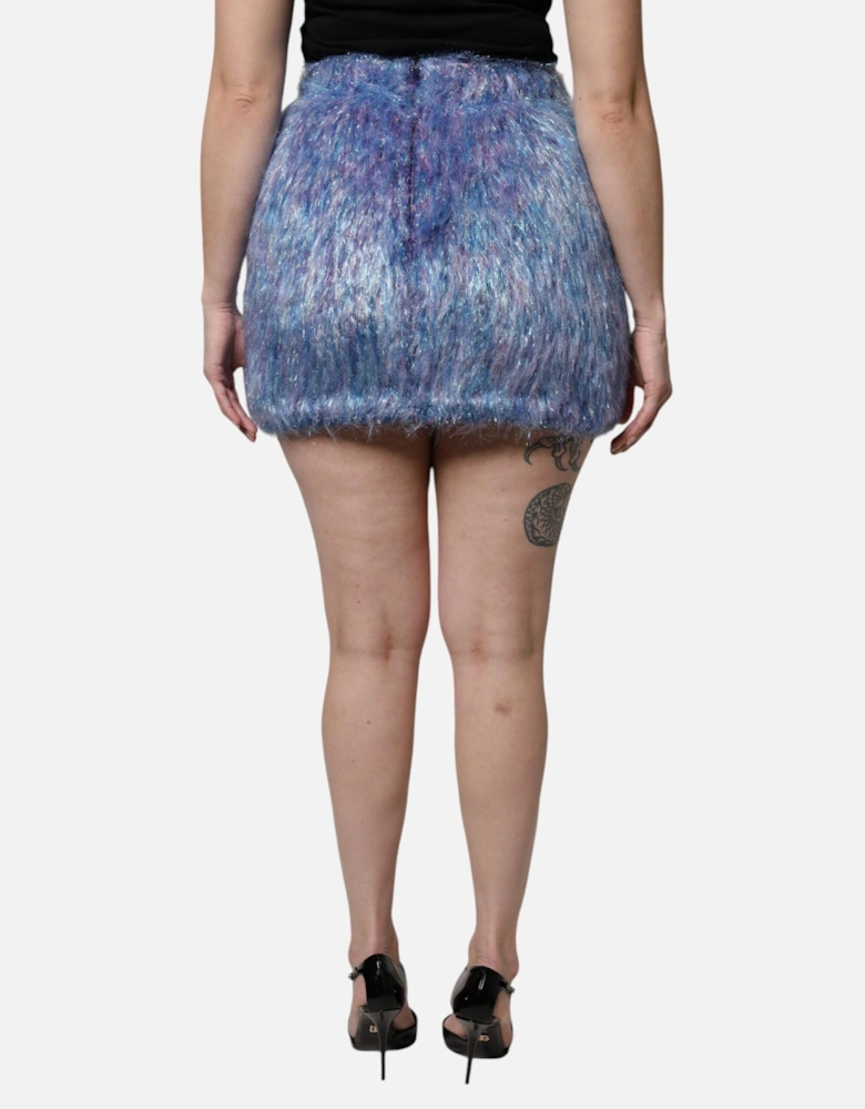 High Waist Multicolor Mini Skirt with Plush Fabric Women