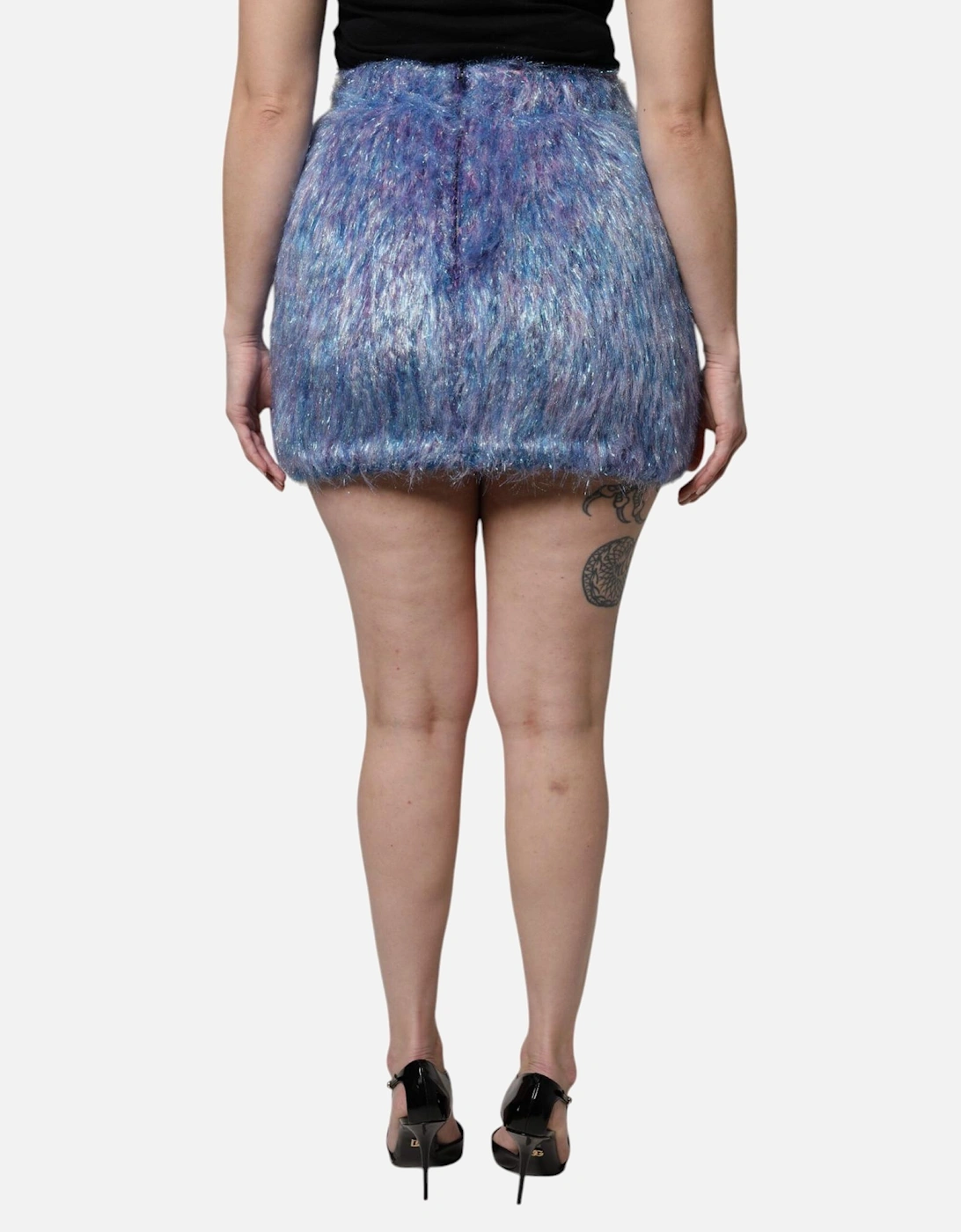 High Waist Multicolor Mini Skirt with Plush Fabric Women