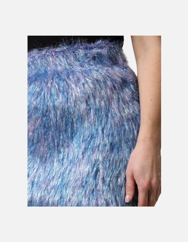High Waist Multicolor Mini Skirt with Plush Fabric Women