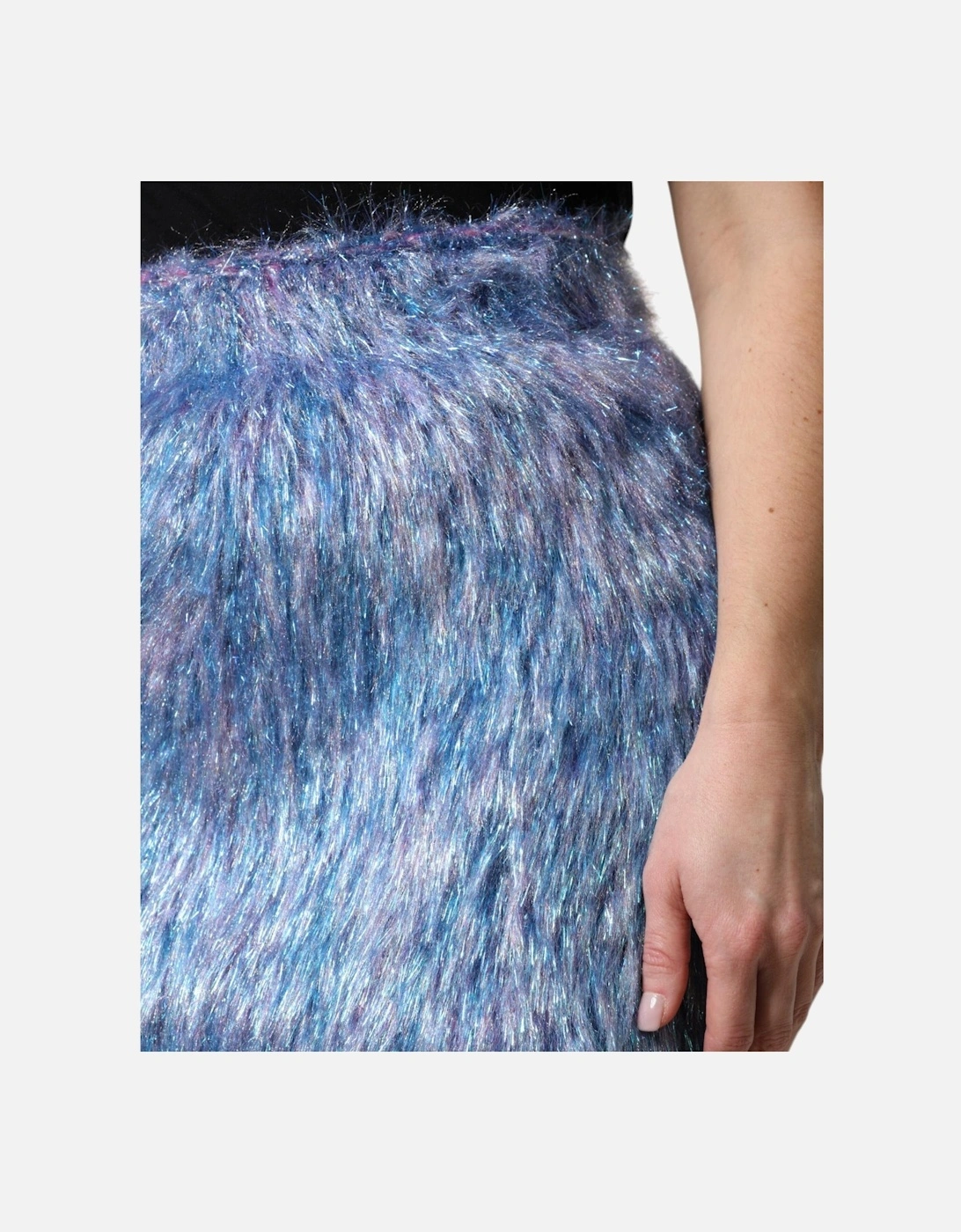 High Waist Multicolor Mini Skirt with Plush Fabric Women