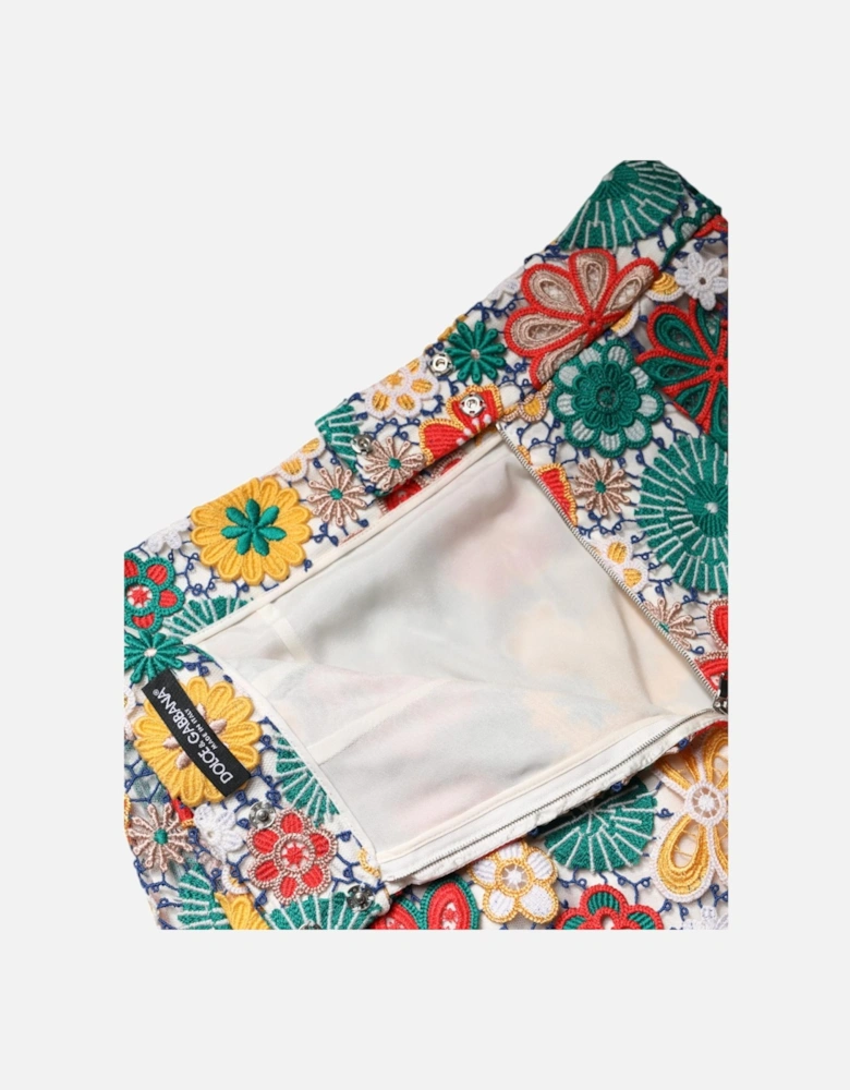 Floral Lace Mini Skirt with High Waist Women - Multicolor