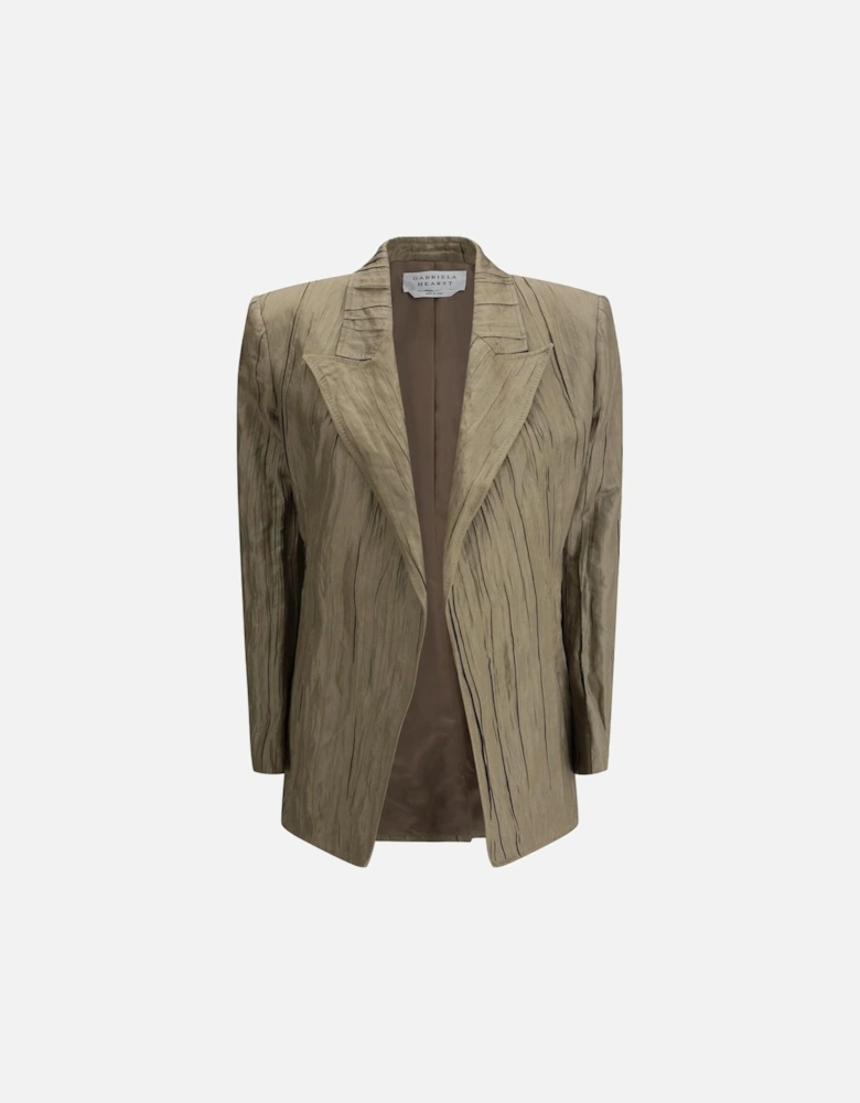 Pleated Silk Blazer Jacket Women - Gold Suits