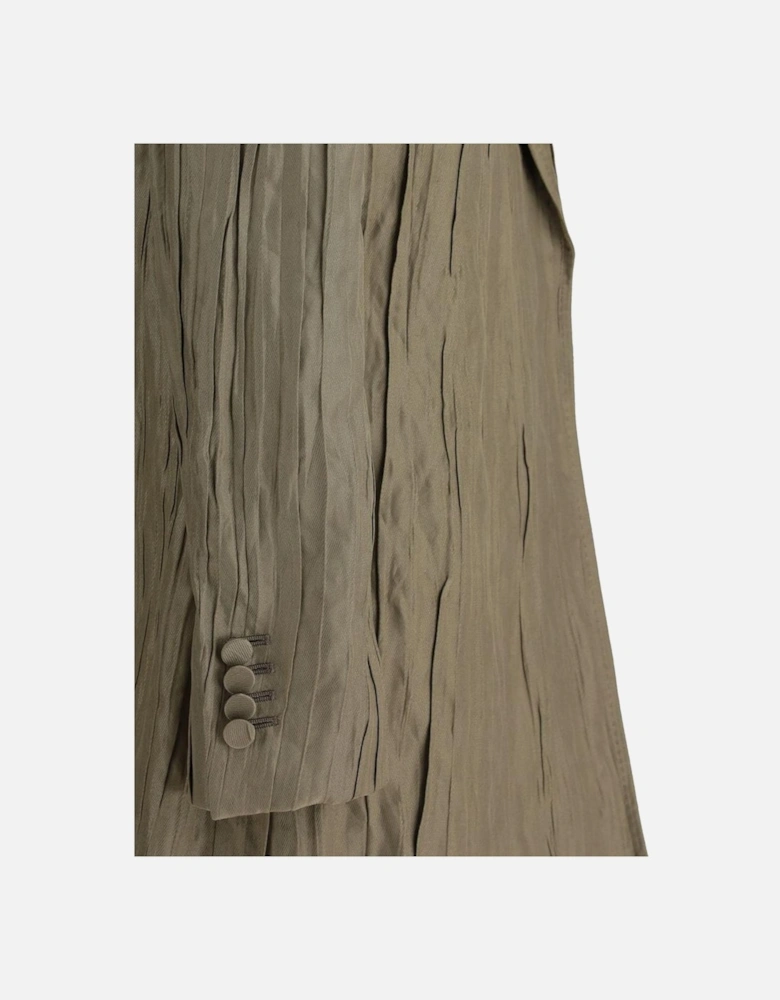 Pleated Silk Blazer Jacket Women - Gold Suits