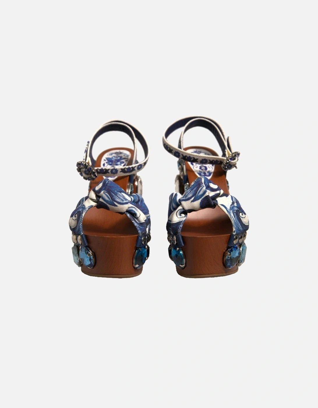 Majolica-Print Embellished Wedge Sandals Women - Multicolor