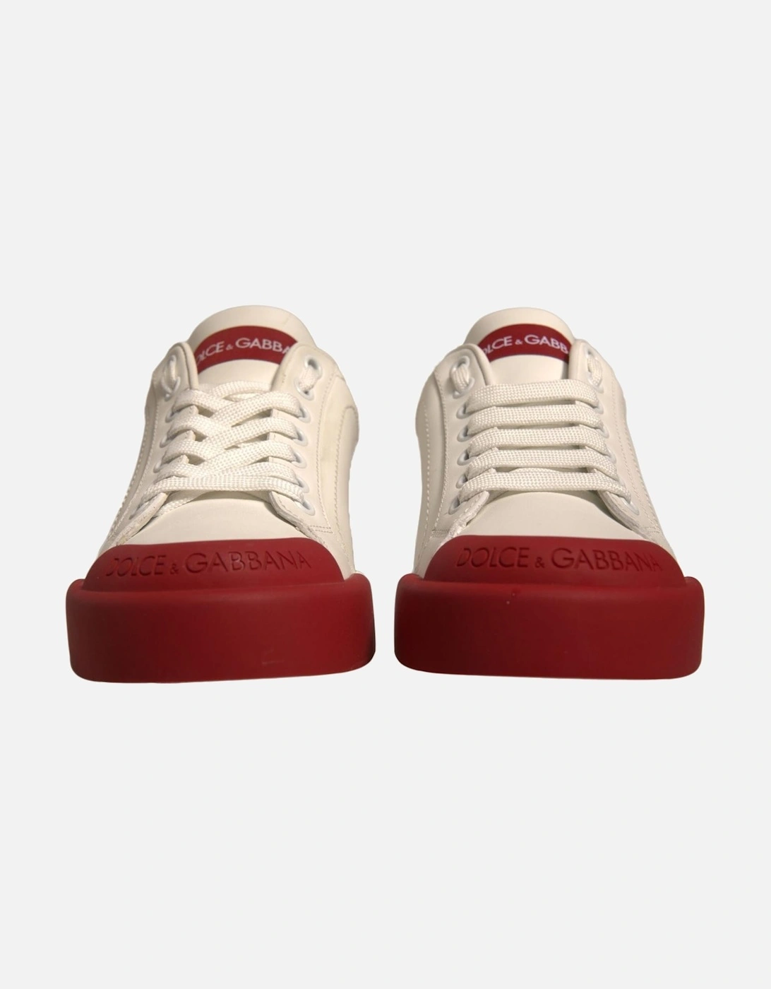Portofino Calf Leather Sneakers with Logo Women - White And Red