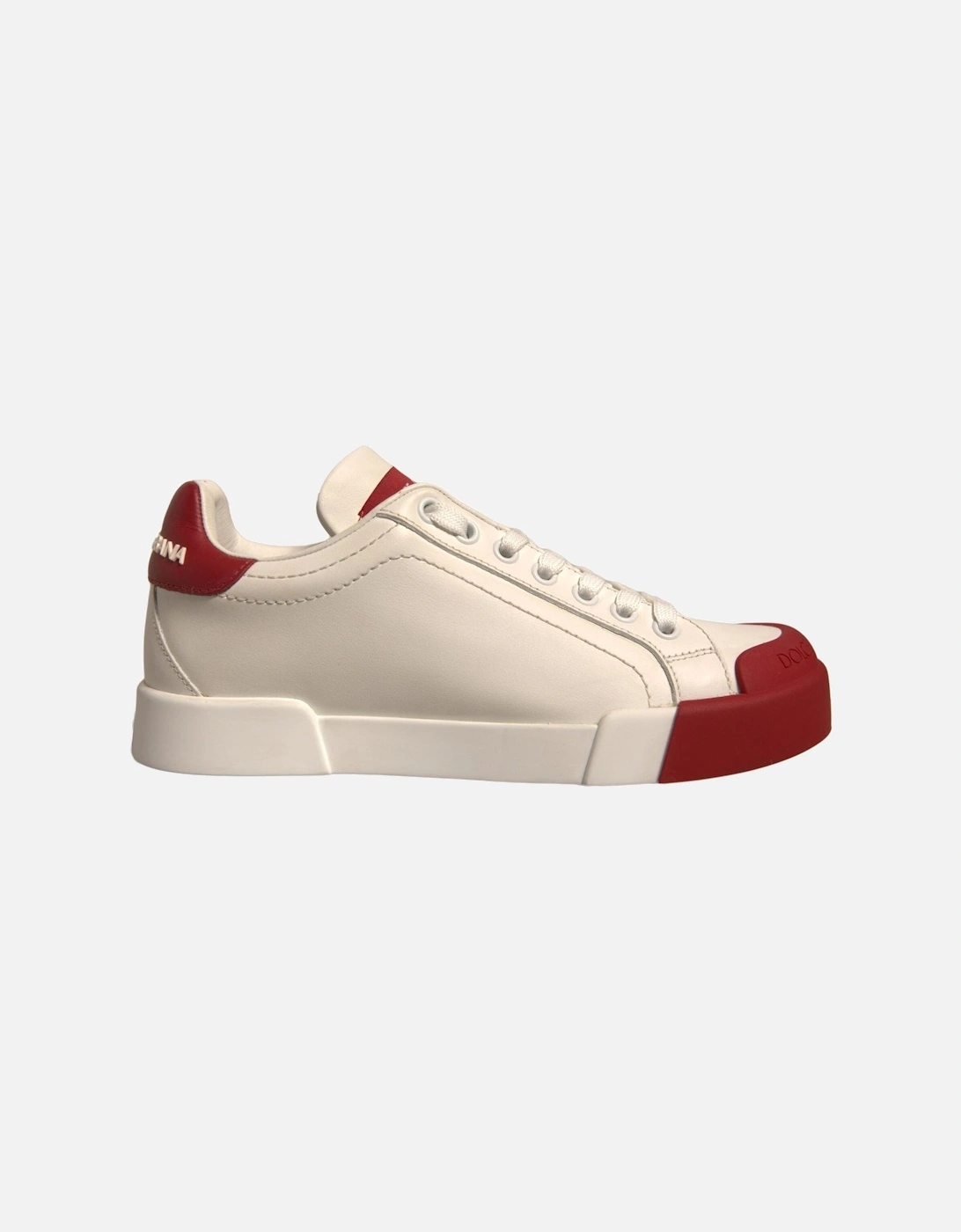 Portofino Calf Leather Sneakers with Logo Women - White And Red, 7 of 6