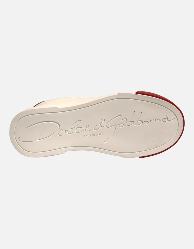 Portofino Calf Leather Sneakers with Logo Women - White And Red