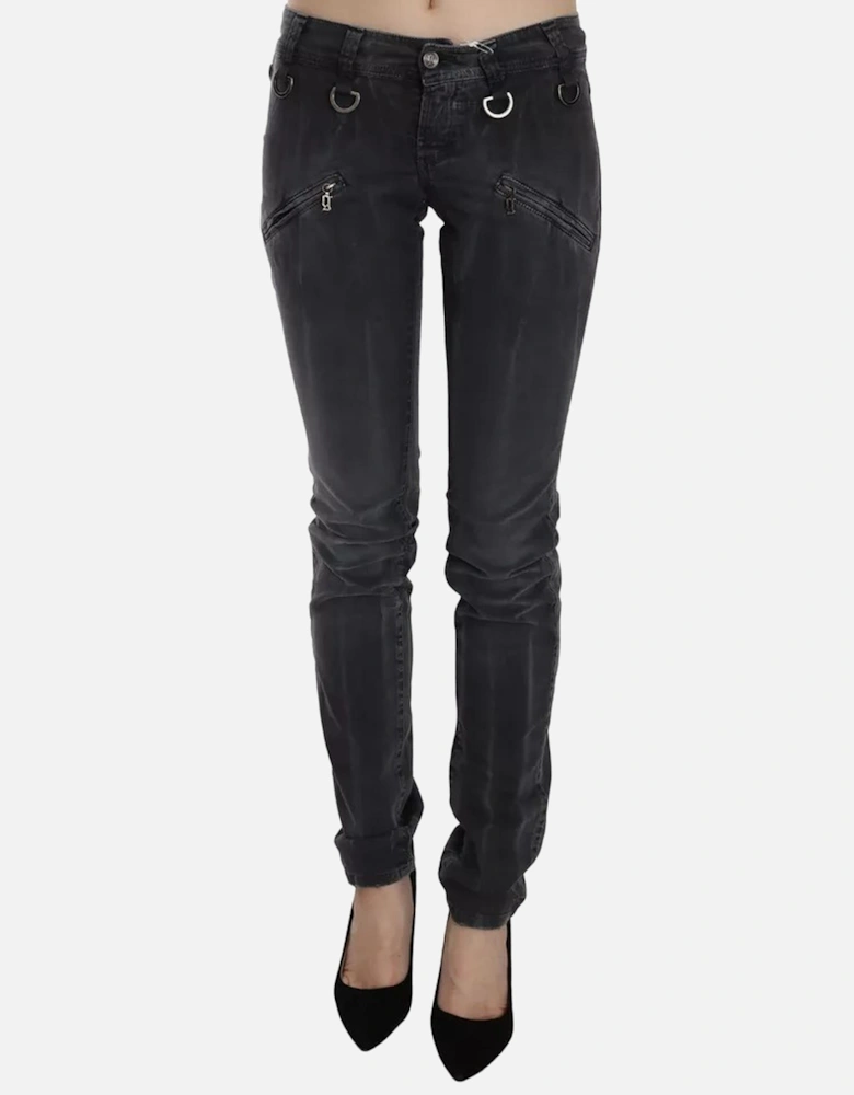 Low Waist Slim Leg Skinny Jeans Women - Gray Jeans
