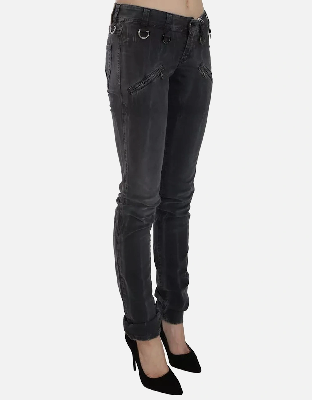 Low Waist Slim Leg Skinny Jeans Women - Gray Jeans