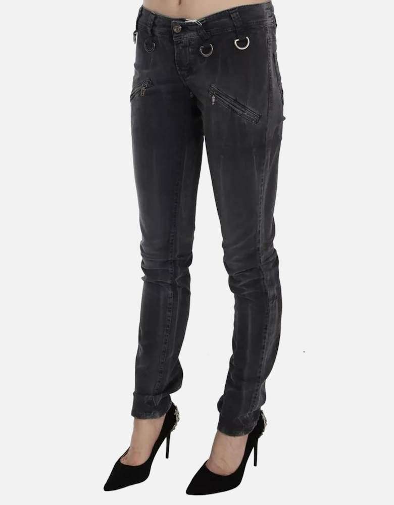 Low Waist Slim Leg Skinny Jeans Women - Gray Jeans