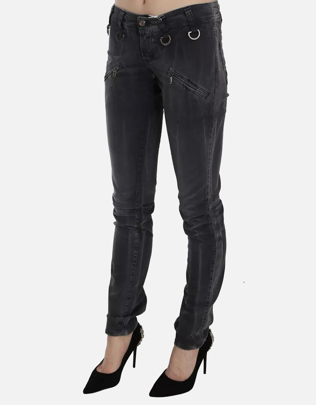 Low Waist Slim Leg Skinny Jeans Women - Gray Jeans