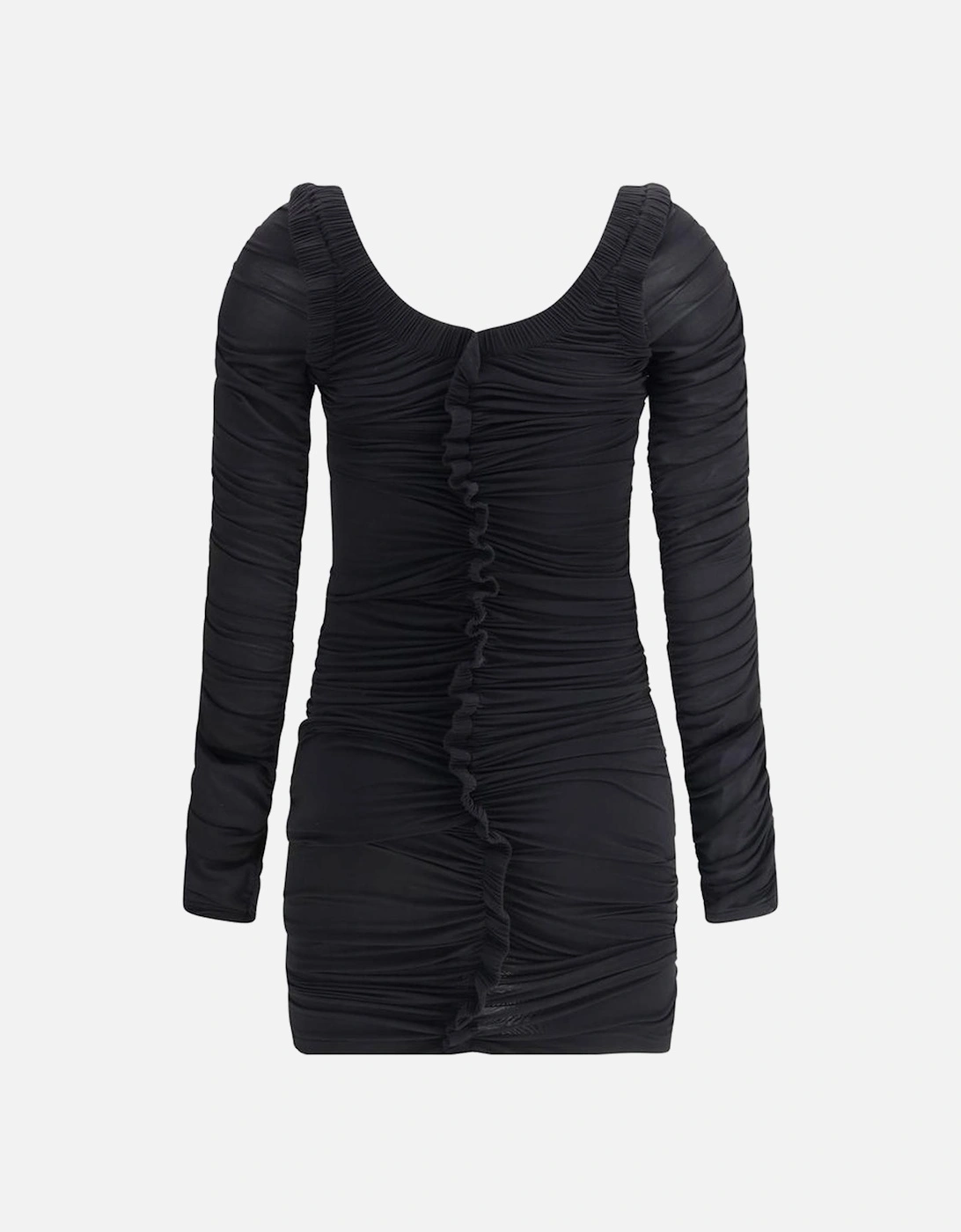 Mini Long-Sleeve Ruffled V-Neck Dress Women - Black Dresses