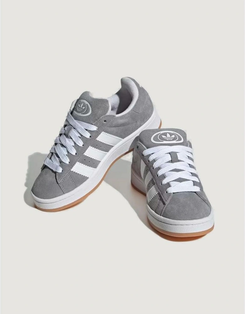 Womens Leather Sneakers with 4cm Heel - Gray