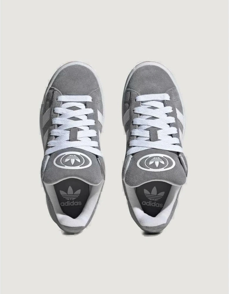 Womens Leather Sneakers with 4cm Heel - Gray