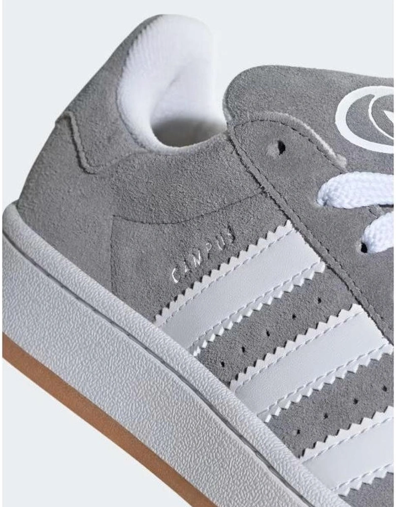 Womens Leather Sneakers with 4cm Heel - Gray