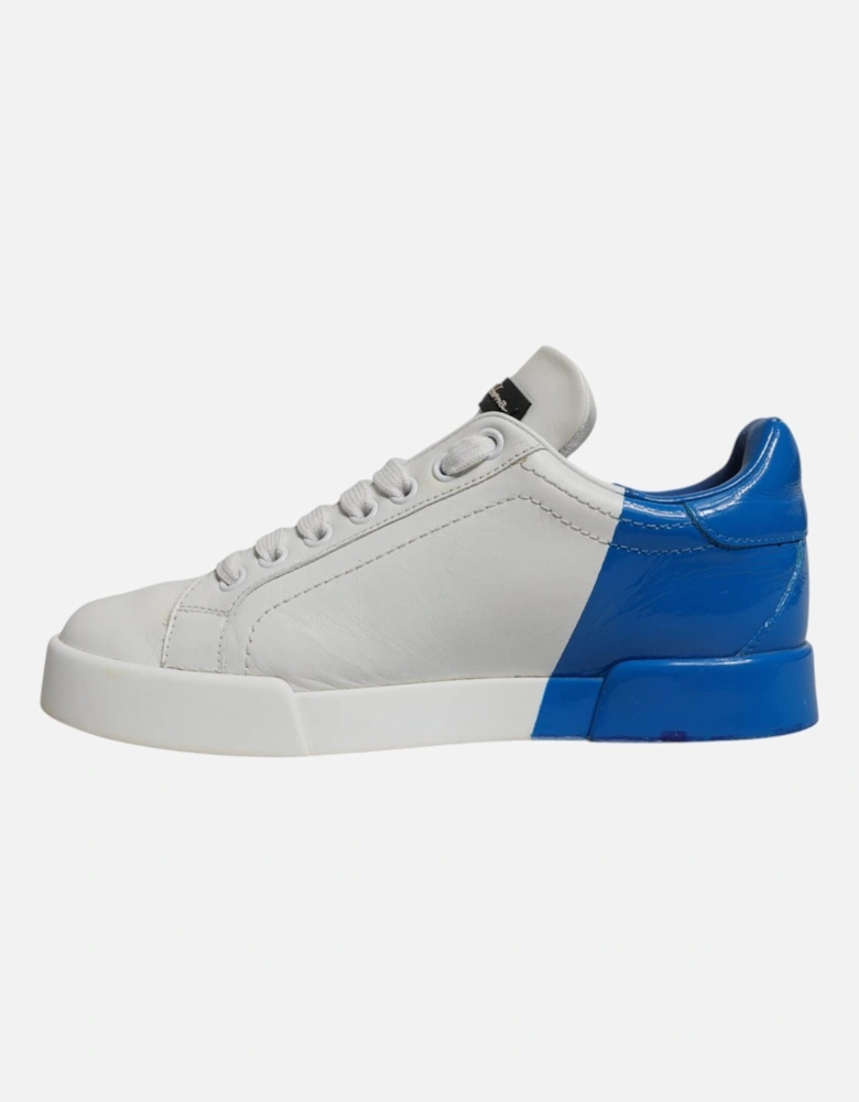 Calfskin Leather Portofino Sneakers with Logo Details Women - Blue And