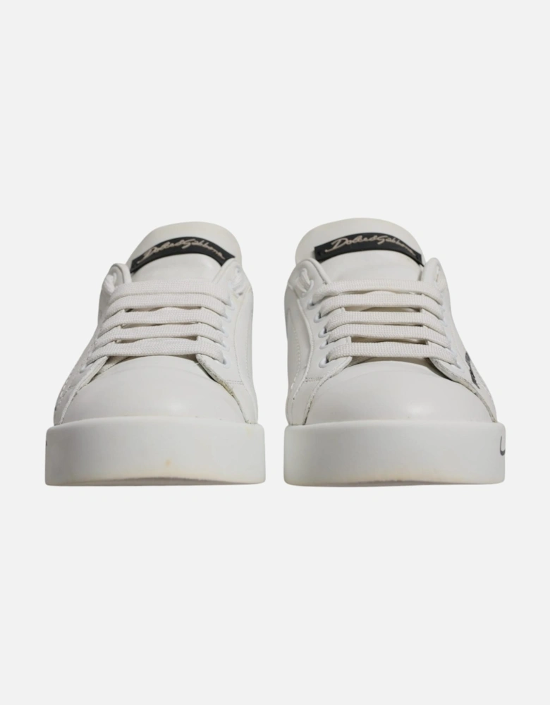 Calfskin Leather Portofino Sneakers with Logo Details Women - Blue And