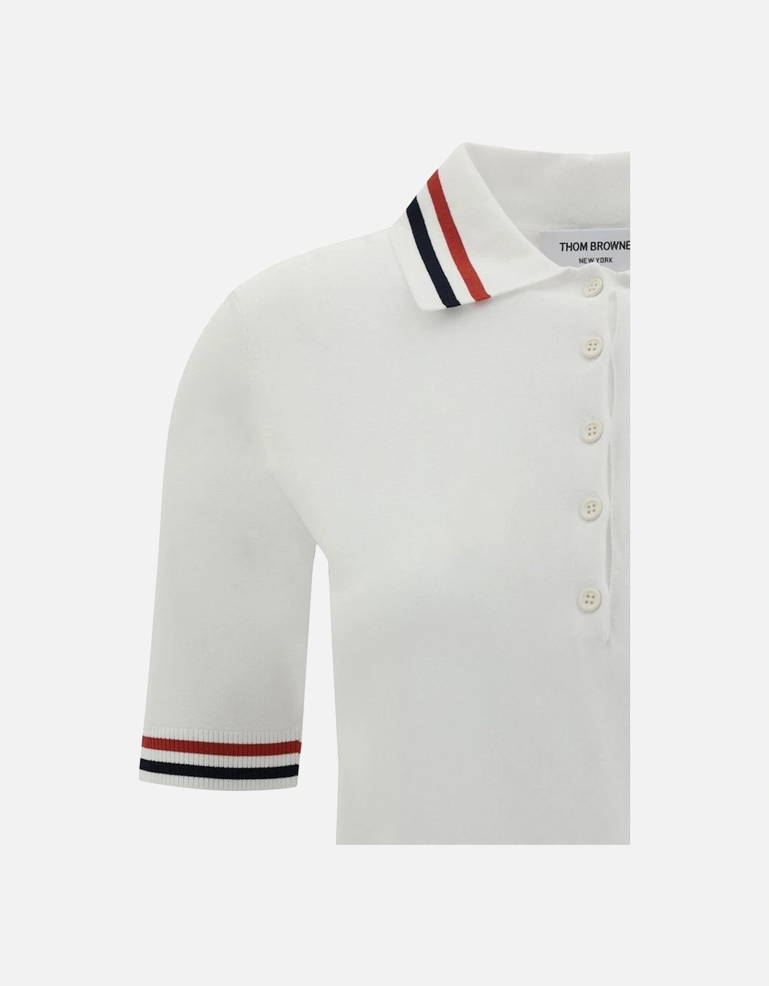Polo Shirt with Iconic Striped Ribbed Collar Women - White Polo Shirts