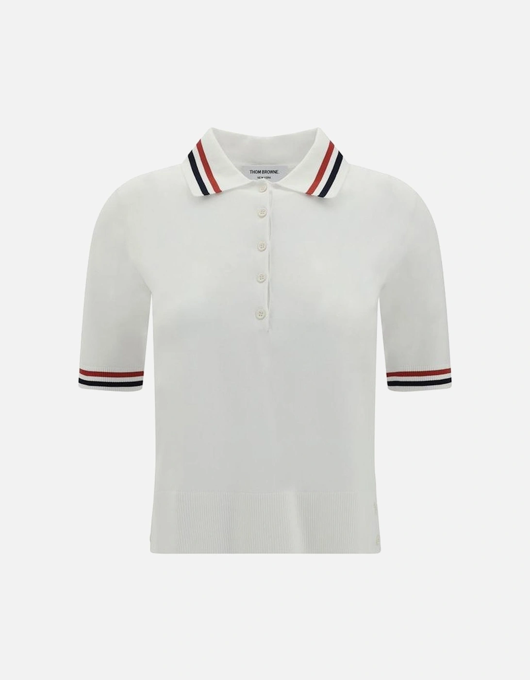 Polo Shirt with Iconic Striped Ribbed Collar Women - White Polo Shirts, 4 of 3