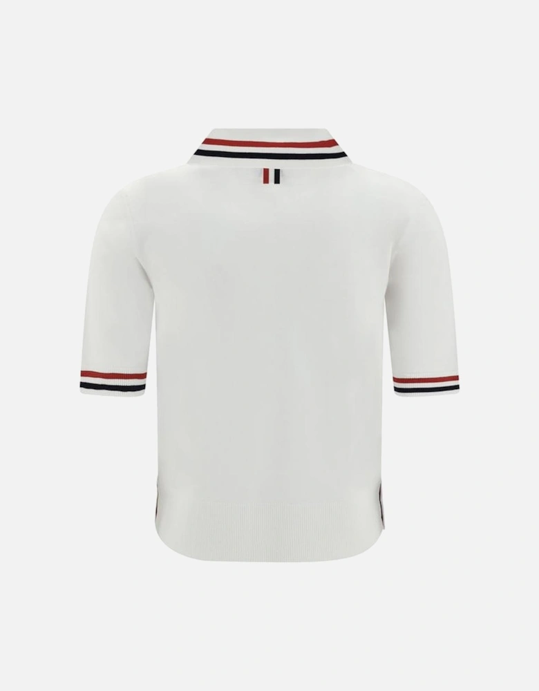 Polo Shirt with Iconic Striped Ribbed Collar Women - White Polo Shirts