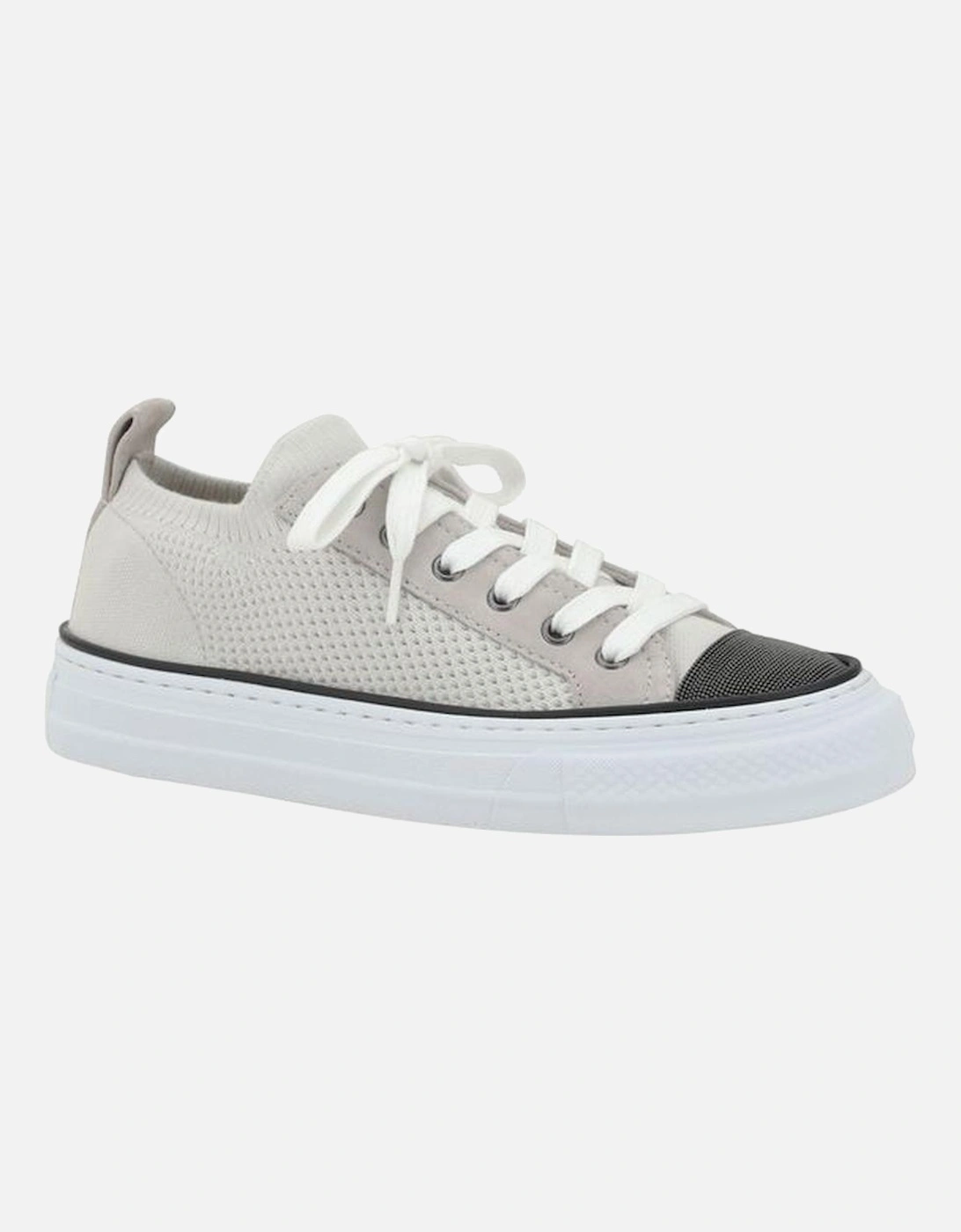 Cotton Knit and Suede Sneakers with Jewel Embellishments Women - White, 5 of 4