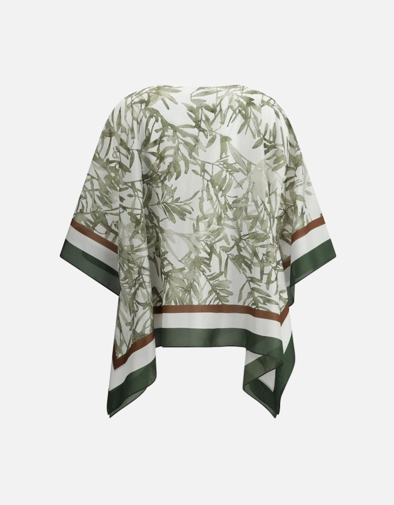 Silk V-Neck Blouse with Leaf Print Women - Multicolor Shirts