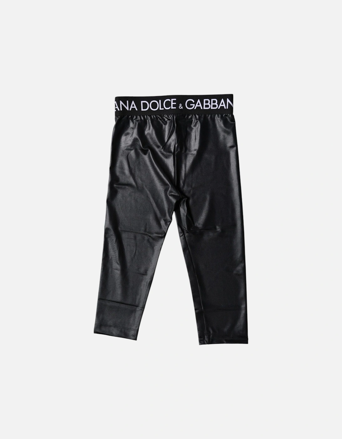 Elastic Waistband Cropped Tights with Logo Branding Women - Black