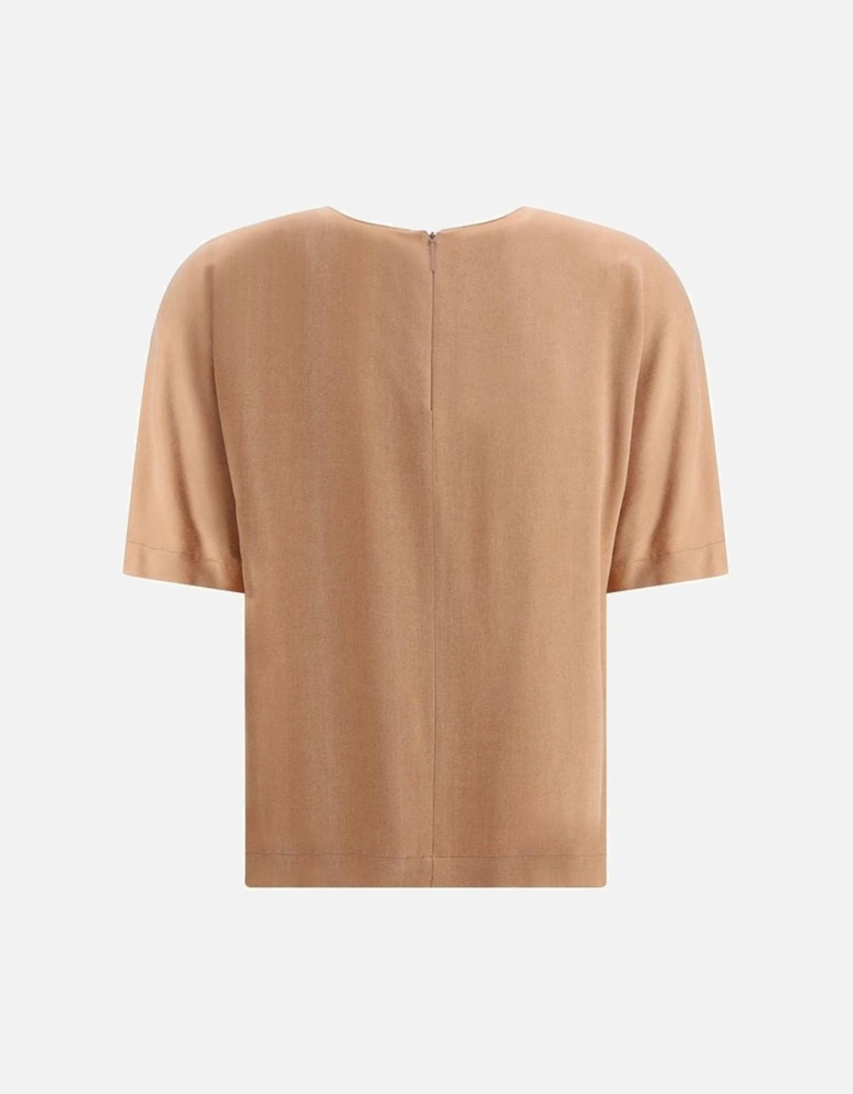 Satin Short-Sleeve Crew Neck Top Women - Multicolor T-Shirts