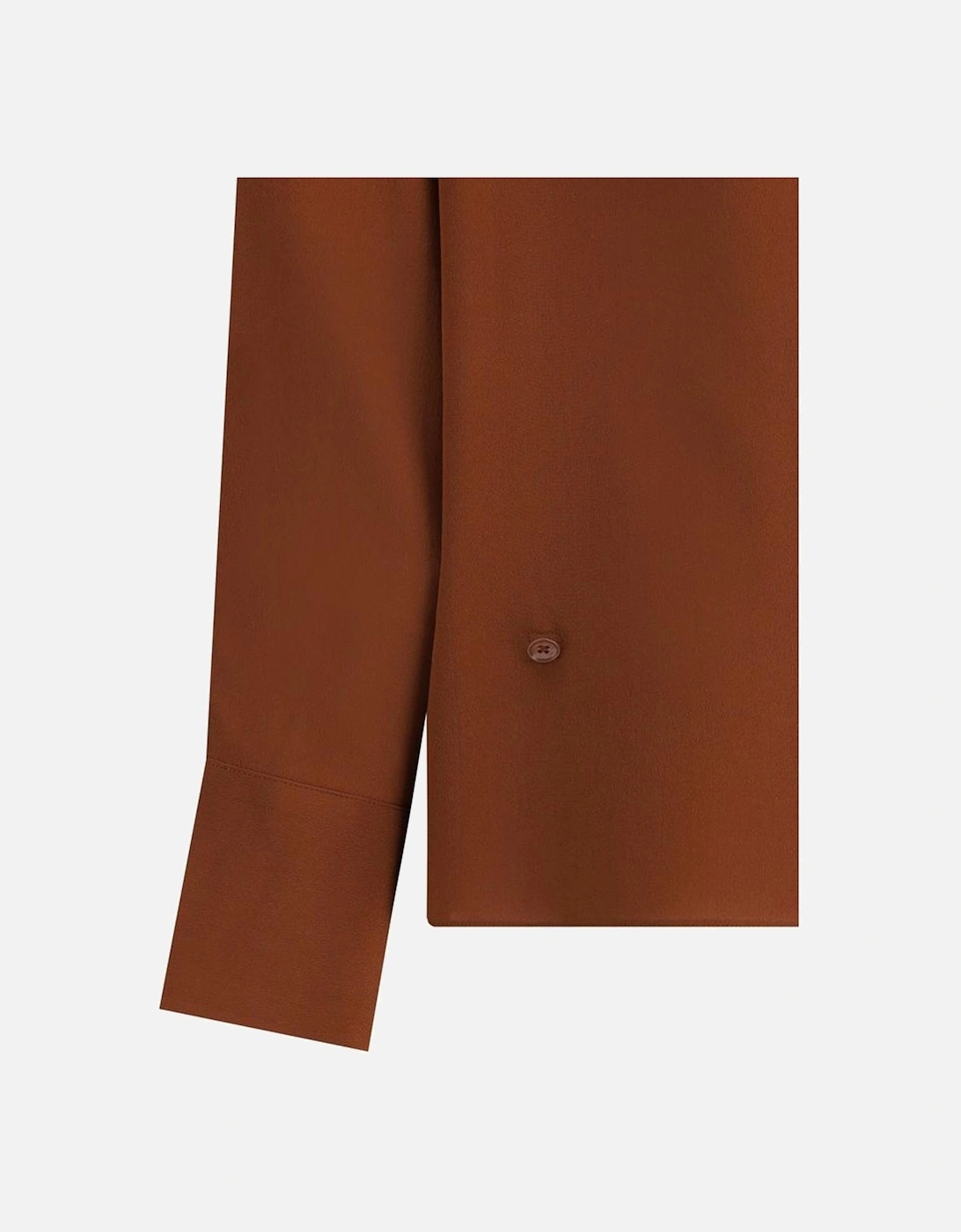 Silk Hooded Blouse with Shawl Collar and Wrap Closure Women - Brown