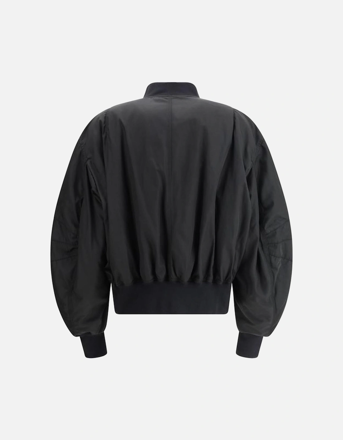 Nylon Bomber Jacket with Front Zipper and Pockets Women - Black