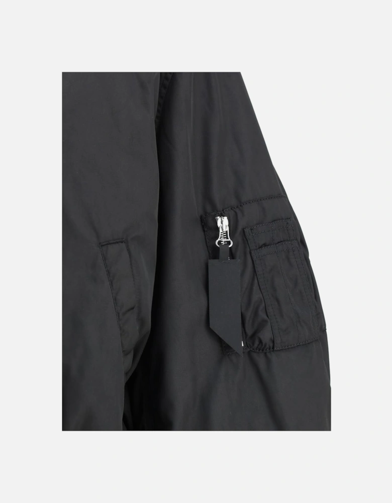 Nylon Bomber Jacket with Front Zipper and Pockets Women - Black